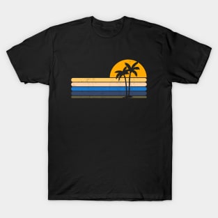 Retro Palm Tree Sunset Palmes Traveling Holiday T-Shirt